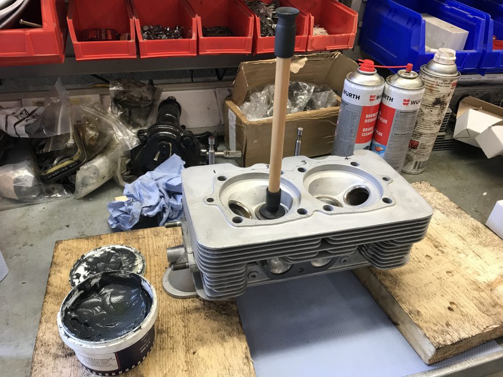 Porsche 356 Lapping Valves Into Cylinder Head