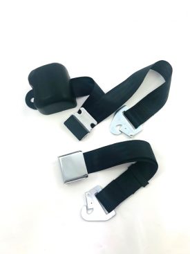 Seat Belt (Black) with Chrome Lift Lever, 3 Point Inertia / Retractable  