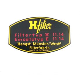 Decal, H-Filter Oil Filter Canister Top Cover  