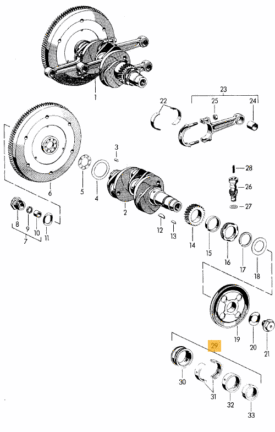 Engine Main Bearing Set, (50mm Crank), 1st 0.25mm Case / 3rd 0.75mm Inside - 356A, 356B  