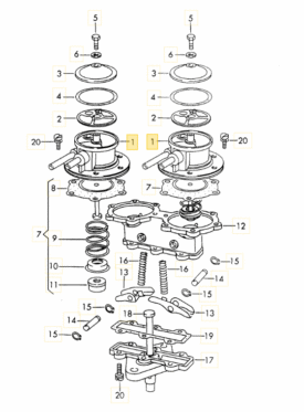 Porsche 901 / 911 (1965-66) Pierburg Double Head Fuel Pump, Solex Carburettors (Used)  