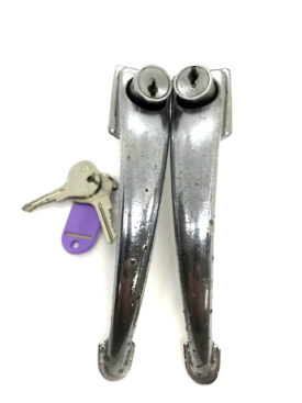 Door Handles, Early Square Edge (Matched Pair), with 2 matched Keys (Used Original) - 356A T1½ (1957 only)  