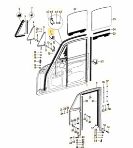 Door Seal on Coupe Body, (Double Bubble) RIGHT - 356BT6, 356C  